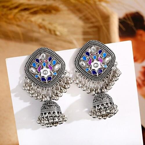 Boho Afghan Ethnic Drop Bells Earrings For Women Pendient Gold Gyspy Color Bell Ladies Indian Earring Jewelry серьги