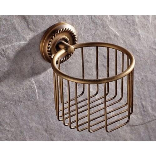 Antique brass towel basket Restroom European round roll toilet paper holder tissue Toilet Accessories zba274