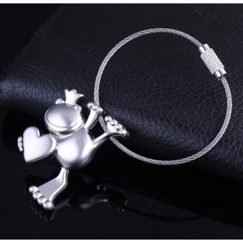 Cute frog keychain for women Frog Prince key chain creative steel wire keychain portachiavi chaveiro llaveros bag charm