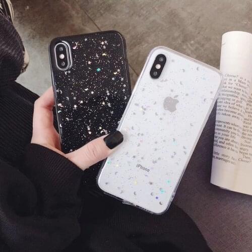 Glitter Bling Sequins phone Case For iphone 8 7 Plus 6 6s se Star moon Clear Soft TPU Cover For iphone 12 11 Pro X XR XS MAX