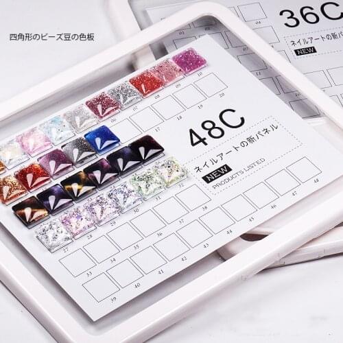 36/48 Color Nail Tips Display Stand Showing Shelf Nail Gel Polish Color Chart Painting Board Glass Beads&Fake Nail Tips