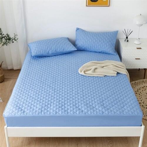 Queen Waterproof Bed Cover King Size With Elastic Blue Color Mattress Covers For Bedroom Plaid Fitted Sheet(No Pillowcase)
