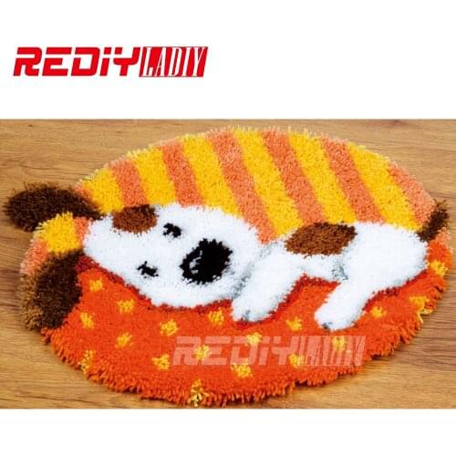 Hot! Latch Hook Rug Kits DIY Needlework Unfinished Crocheting Rug Yarn Cushion Mat Sleeping Dog Embroidery Carpet Rug Home Decor