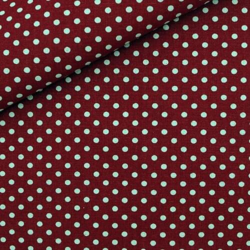 Cotton Linen Fabric for handmad, bed, bag, curtain Sewing -Dots on red (LF039)