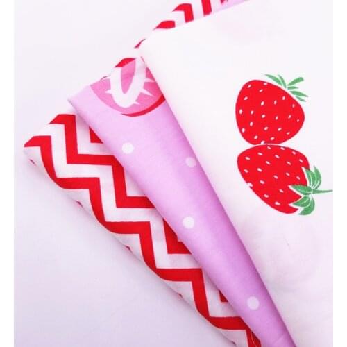 New Arrival Printed Cotton Twill DIY Sewing Fabric Fruit Strawberry/Stripe Printed Cotton Manual Quilting Material For Child&Kid