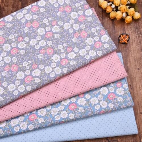 Flower Dot Cotton Twill Fabric DIY Sewing For Baby&Child Patchwork Quilting Handmade Textile Bedding Blanket Sheets Tissus Tilda