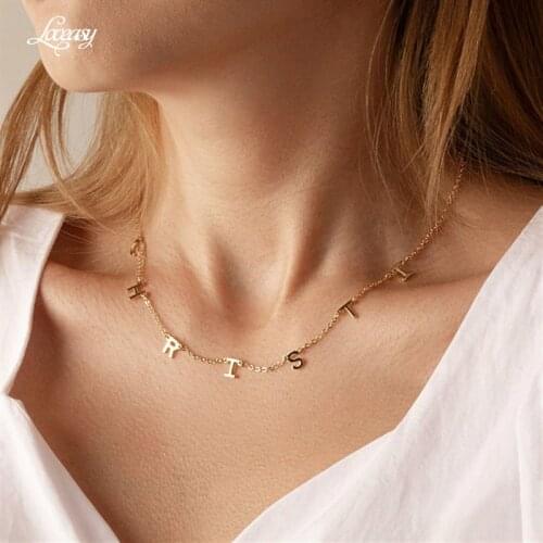 Custom Letter Necklace Personalized Gifts Initial Necklace Gifts For Mom Birthday Gift Dainty Multi Spaced Letter Charms Women