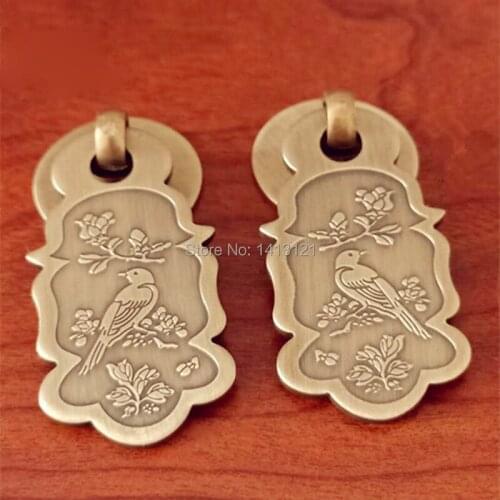 Chinese antique Magpie drawer knob furniture hardware Classical wardrobe cabinet shoe door handle closet cone vintage pull ring