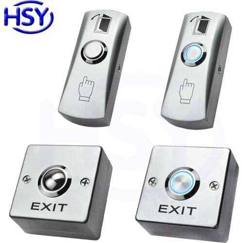 Access Control Door Release Push Switch Zinc Alloy Case NO COM Exit Button with Back Box and LED Open Electronic Door Lock
