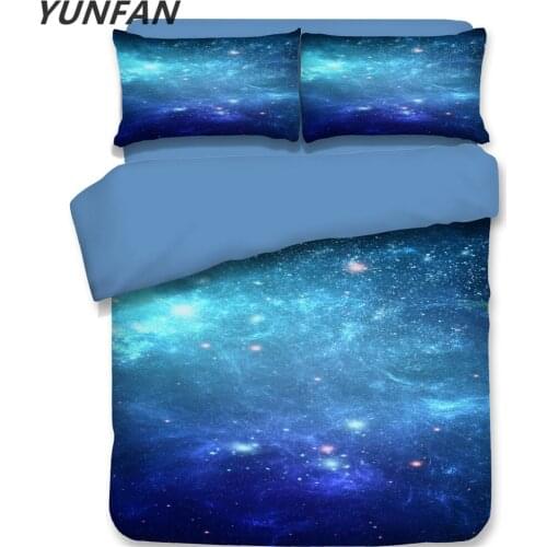Blue 3d star Galaxy bedding set Bedspread 3pcs duvet cover king queen single double size Bedlinen children luxury bedclothes
