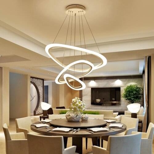 Creative 2/3/4 Circular LED Chandelier Living room dining room bedroom study office lighting fixtures Commercial shop lights