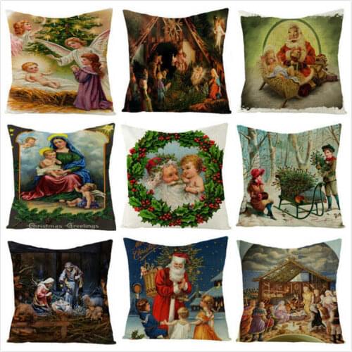 Square Cushion Xmas Pillowslip Case Home Santa Pillow Decor Cover Party Claus