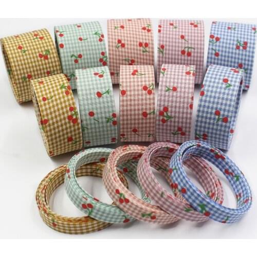 L-20918-978,Multi-size Cherry Plaid Fabric Double-sided Ribbon, Diy Handmade Bow Hair Ornament ribbon Fabric webbing