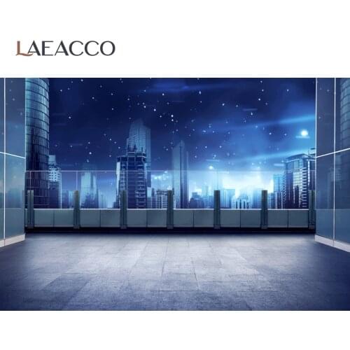 Laeacco Modern City Buildings Viewroom French Window Home Party Decor Scenic Photographic Background Photo Backdrop Photo Studio