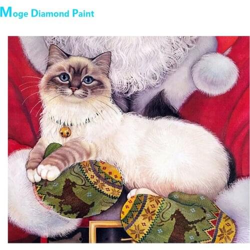 Cute Cat Animal Diamond Painting Round Full Drill Christmas Nouveaute DIY Mosaic Embroidery 5D Cross Stitch Home Decor Gifts