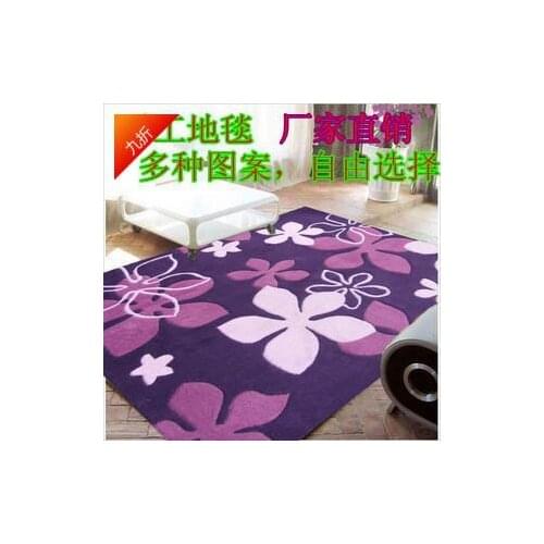 Fashion handmade rustic thickening polyacrylonitrile fiber carpet purple flower carpet living room carpet table mats customize