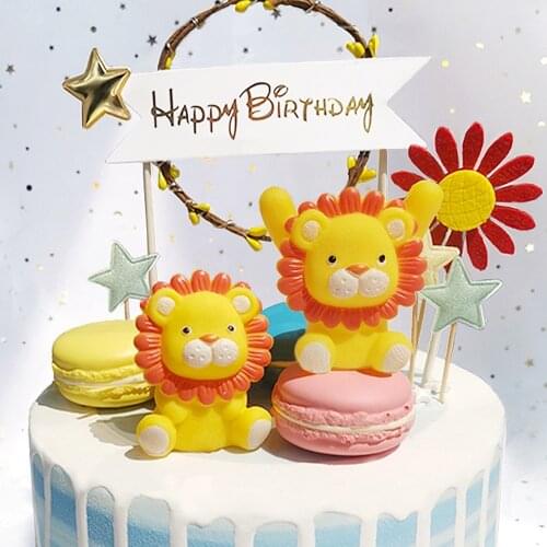 Cartoon cute lion cake decoration diy birthday cake for baby lion toys for children girl boys