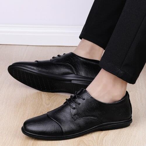 Genuine Leather Mens Shoes cow Leather Lace Up Men Casual Shoes oxfords fashion Luxury outdoor Sneakers Male Footwear