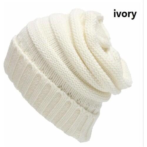 TJ-TianJun Mens Warm Knitted Hat In Autumn And Winter Women Outdoor Shopping Hike Climbing Solid Color Heap Heap Headgear New