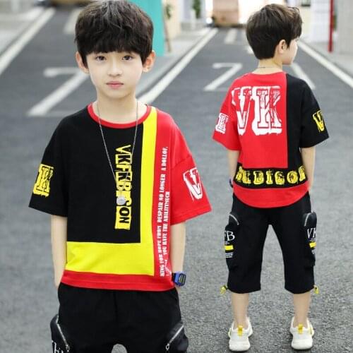 Soft Cool Spring Summer Girls Clothing Suits T-shirt +Shorts 2pcs/Set Kids Teenager Outwear Sport Beach School High Quality