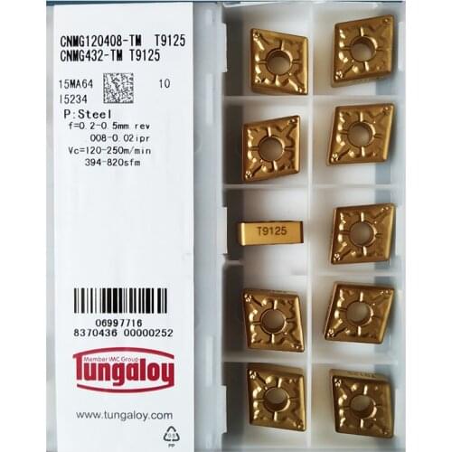 10PCS CNMG120404 CNMG120408 TM T9125 Original Carbide inserts CNC Lathe Cutter Tools External Turning Tool CNMG Blade for Steel
