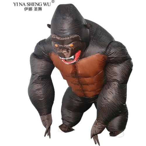 Adult Kids Orangutan Inflatable Costume King Kong Cosplay Costume Mascot Animal Monkey For Halloween Purim Carnival Fancy Dress