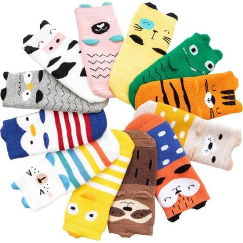 Spring and Autumn Boy Child Tube Sock Colour Matching Animals Cute Thin Cotton No Thred Straight Short Socks
