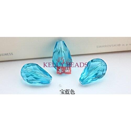 Wholesale 60pcs/bag 8*11mm Lake Blue Teardrop Beads Faceted Crystal Beads For Jewelry Making Necklace Bracelet DIY Beads