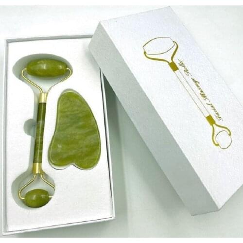 Facial Massager Roller Natural Jade Stone Guasha Board Scraper Set Face Lift Skin Relaxation Slimming Beauty Skin Care