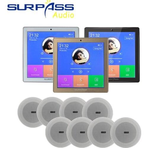 Smart Home Audio Touch Pannel Bluetooth D Class Amplifier Mini Background Music Framless Stereo 4.5" 10w In-Ceiling Speaker Kit