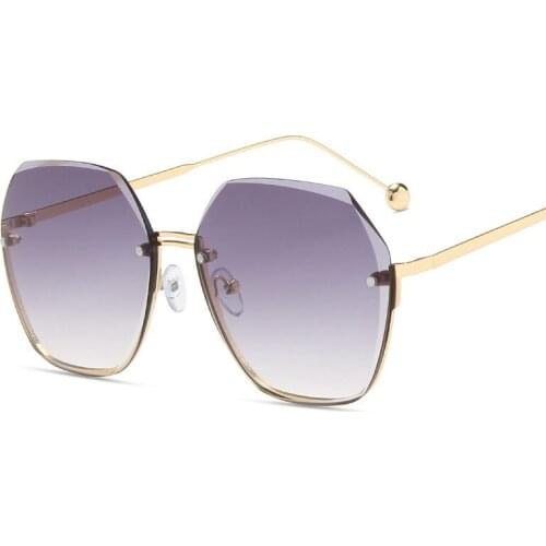 Luxury Rimless Cut Edge Sunglasses Women Brand Designer Retro Frame Big Sun Glasses Gradient Glasses Oculos Feminino UV400