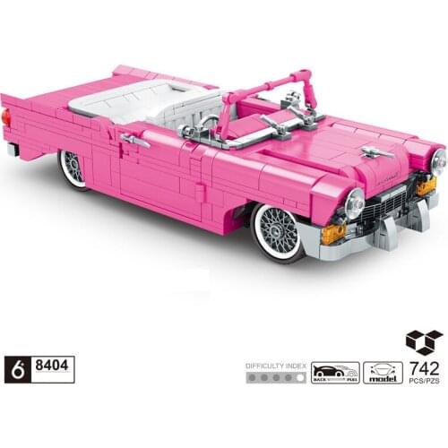 Technics 1957 Classic ford Fairlane 500 Sunliner building block Retro sports car model Pull back vehicle bricks toys collection