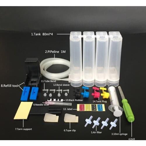 DIY Universal Ink Ciss System for HP Inkjet Printer Continuous Ciss Ink Tank With Suction Refill Tool Drill and all Accessories