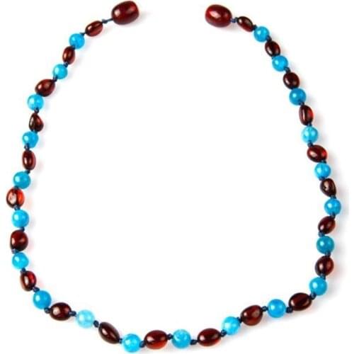 Amber - Apatite Natural Stone Baby Teeth Necklace Gemstone Gift Box Chakra Healing Stone