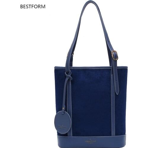 2019 new women fashion bucket bag retro leather shoulder handbag ladies solid color Messenger bags large capacity shopping bag
