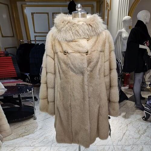 2020 fashion Pearl Lynx style fur coat imported mink fur coat womens fashion fur jacket with winter real fur coat 12205