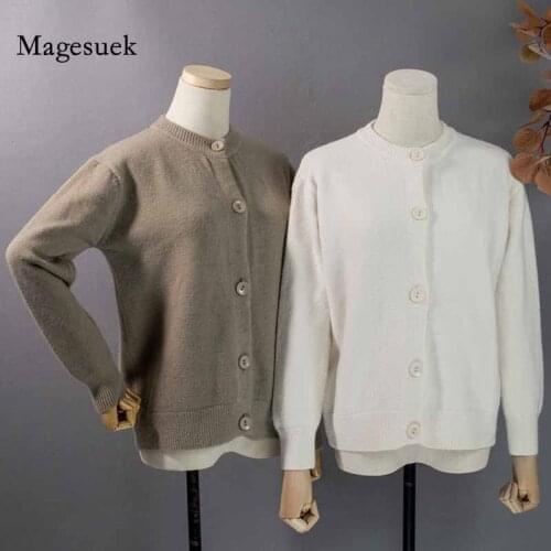 Solid Vintage Loose Womens Coat Autumn and Winter Long Sleeve Single Breasted Womens Sweater Cardigan Thicken Pull Femme 11678