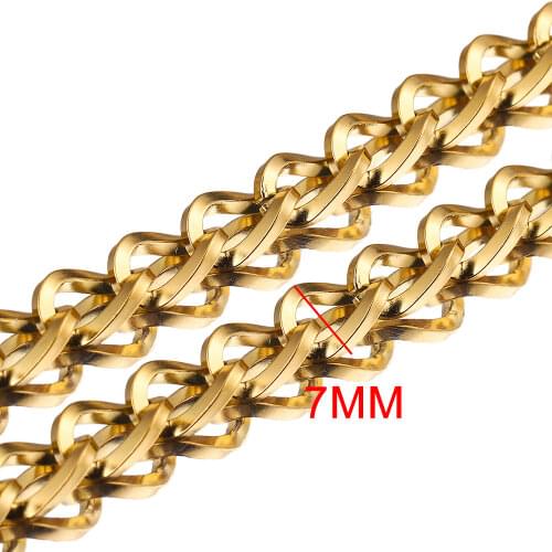 1M Width 7mm Stainless Steel Gold Curb Chain NK 1:1 Cuban Chains for Man DIY Necklace Bracelet Jewlery Making Supplies Wholesale