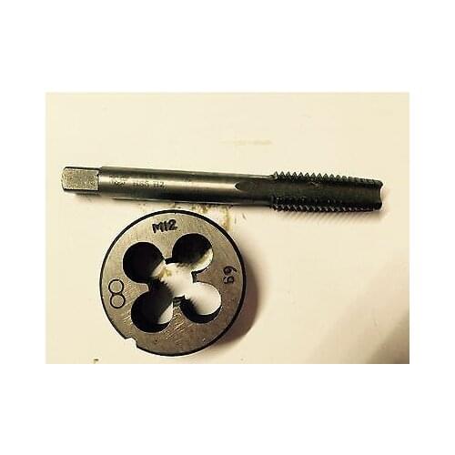 1pc HSS Machine M12 X 1.75mm Plug Tap and 1pc M12 X 1.75mm Die Threading Tool