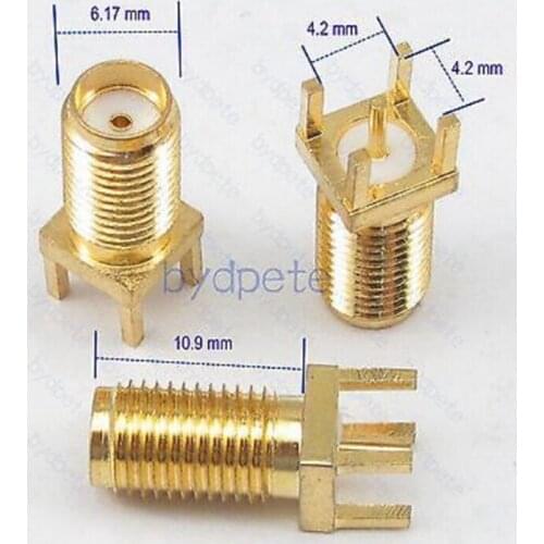 10pcs/lot SMA female jack Panel Mount socket PCB Solder square equally RF Connetor 10.9mm
