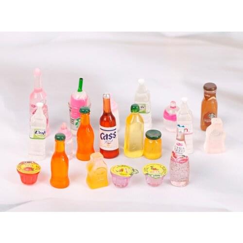 10Pcs/Bag Doll House Resin Simulation Mini Supermarket Beverage Bottle Toy Model Drink Pretend Play Food Toy Kitchen Accessories