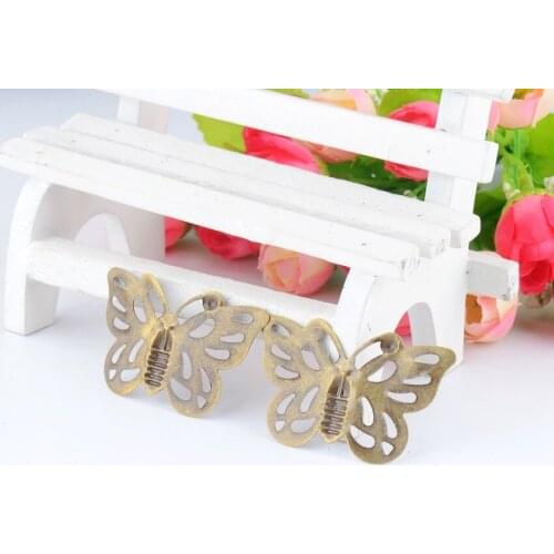 Free shipping 10Pcs Antique Bronze Filigree Butterfly Wraps Connectors Embellishments Decoration DIY Findings 4.4x2.7cm F0354