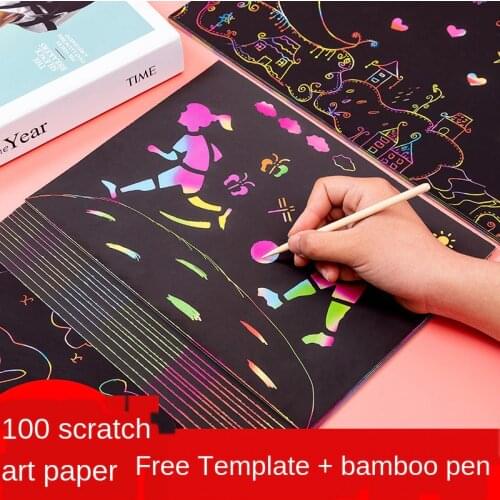 100 sheets of colorful scratch paper for children Paints By Numbers Animals Pictures Oil Painting Set Gift Coloring Canvas Wall