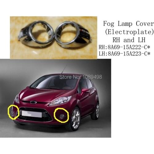 2 Pcs/Pair RH and LH Electroplate chromed front fog lamp light cover bezel for Ford Fiesta 2009-2012