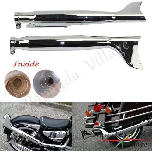 2X Motorcycle Exhaust Muffler For Harley Softail Road King Chopper Bobber Cafe Racer Vintage Fish Tail Silencer Exhaust Pipe