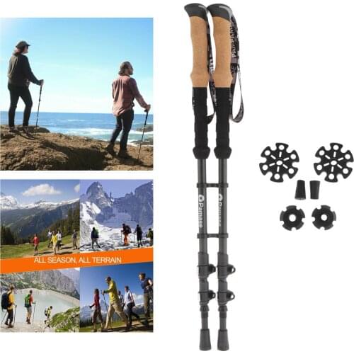 2x Carbon Fiber Folding Walking Cane Outdoor Folded Lightweight Walking Stick 3 Section Telescopic Adjustable Trekking Pole