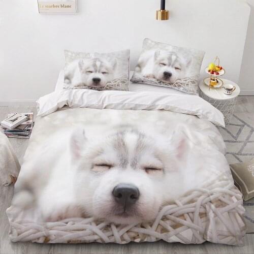 3D Bedding Sets White Duvet Quilt Cover Set Comforter Bed Linen Pillowcase King Queen Full Twin Size Dogs Pets Dog