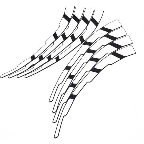 8 PCS SET Soft Rubber Car Wheel Tire Stickers Brake Blade Style Tyre Decals Kit White