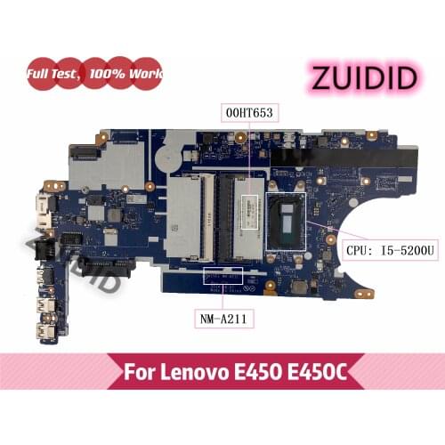00HT653 For Lenovo Thinkpad E450 E450C Laptop motherboard AIVE1 NM-A211 with i5-5200U DDR3 100% test ok