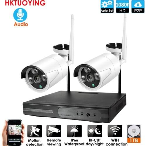4CH CCTV System Wireless 720P NVR 2PCS 1.0MP IR Outdoor indoor P2P Wifi IP CCTV Security Camera System Surveillance Kit